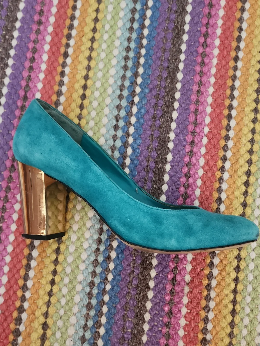Dolce Vida Teal Suede Pumps With Gold Heel Size 8